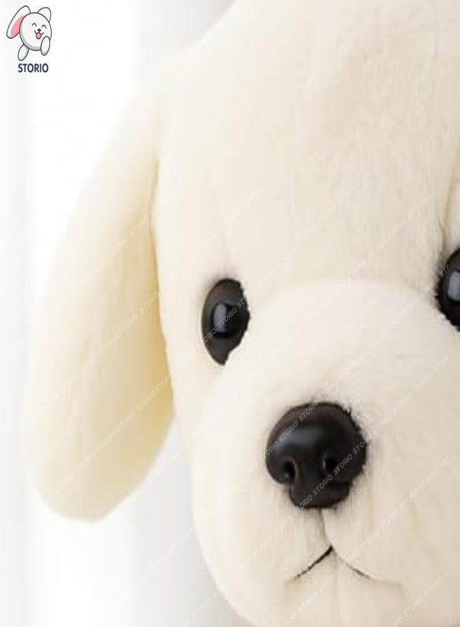 Storio Soft Plush White Puppy Stuffed Animal with Bell Collar| Kids Animal Home Decor for Boys & Girls Soft Dog Plush Toy - 25cm - Image 3
